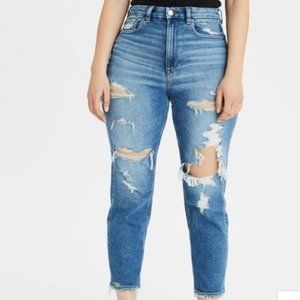 American Eagle Curvy Mom Jeans Distressed Denim
